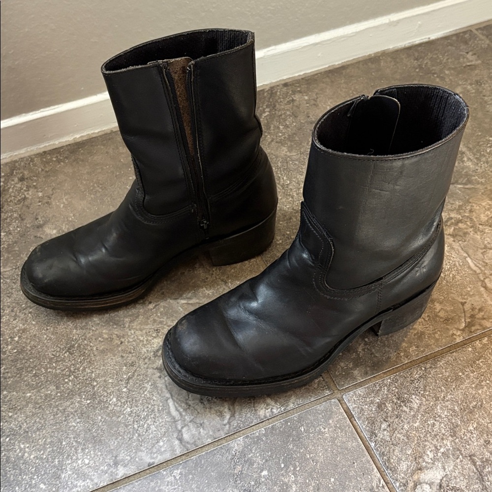 Vintage Frye Campus Black Label Black Leather Mid-Calf Boots 8 1/2 - Picture 14 of 14